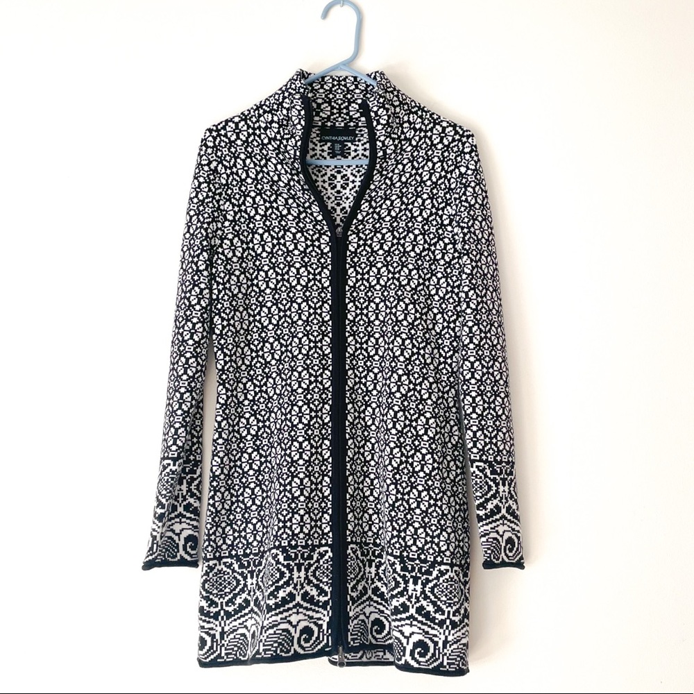 COPY - Cynthia Rowley Patterned Zip Sweater Coat Size Medium